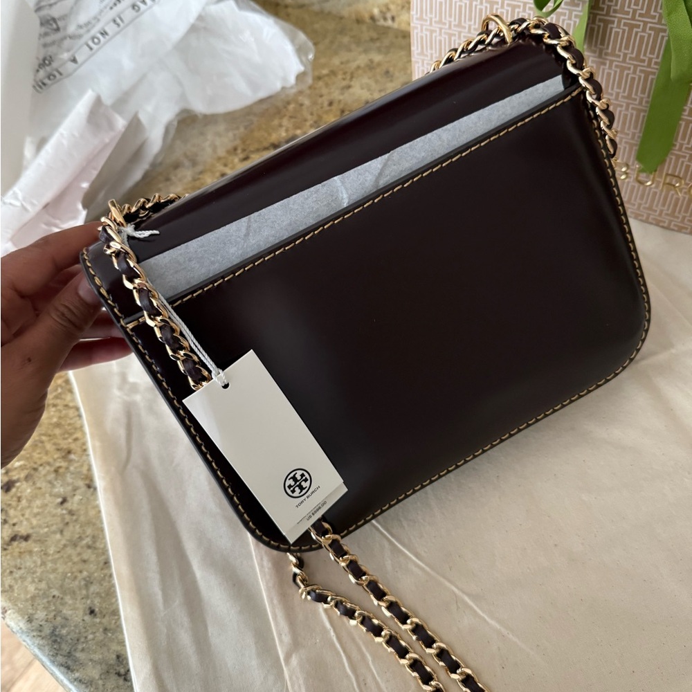 598+! New Tory Burch BRITTEN SMOOTH MEDIUM ADJUSTABLE SHOULDER BAG TEMPRANILLO - Picture 9 of 10